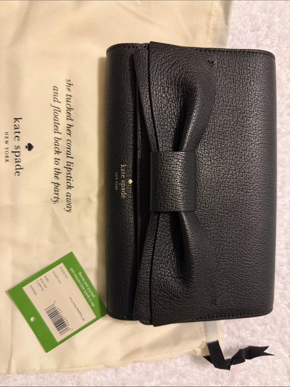 kate spade Black Pebbled Leather Bow Clutch